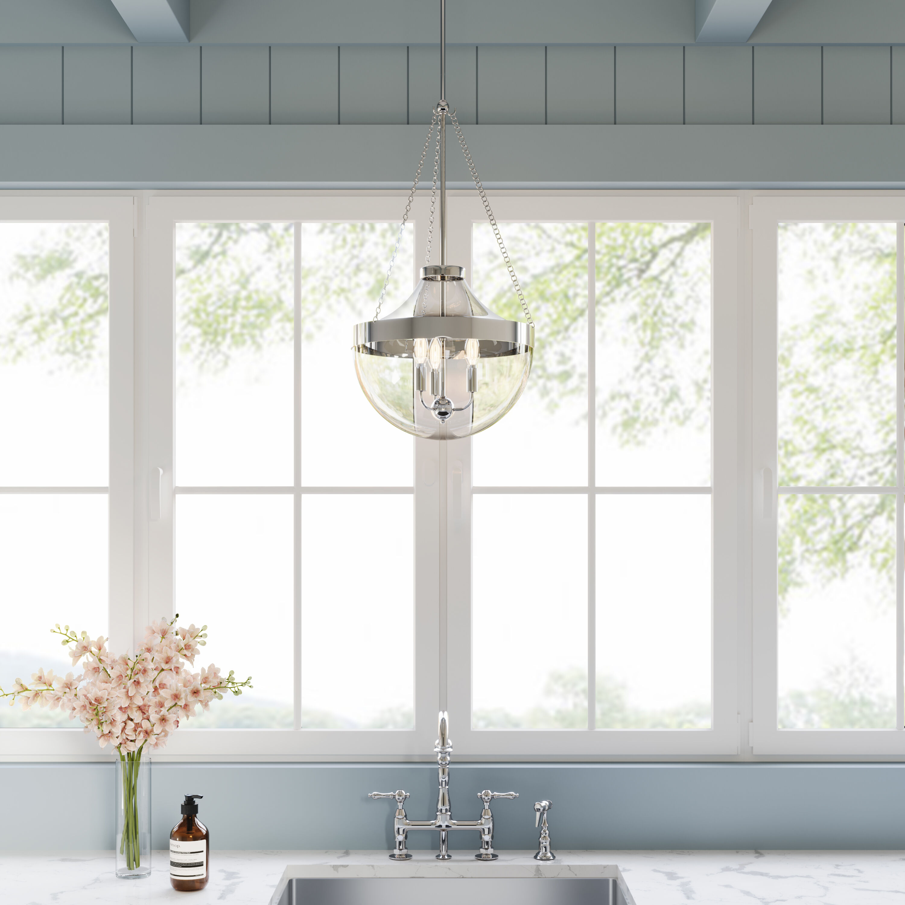 Clarra 3 Light 15.75 inch Polished Nickel Pendant Ceiling Light